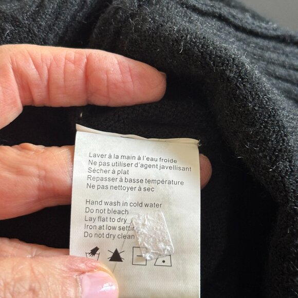 Charlie B Black Mock Neck Sweater with White Large Heart on Back - Zip Side Neck - Picture 8 of 8